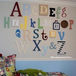Alphabet Set -wooden Letters -alphabet Wall-abc..