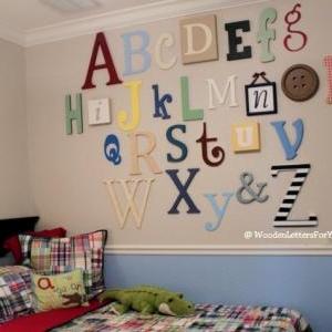 Alphabet Set -wooden Letters -alphabet Wall-abc..