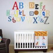 Alphabet Set -Wooden Letters -Alphabet Wall-ABC Wall- PAINTED 12&quot; to 6&quot; letters various thicknesses