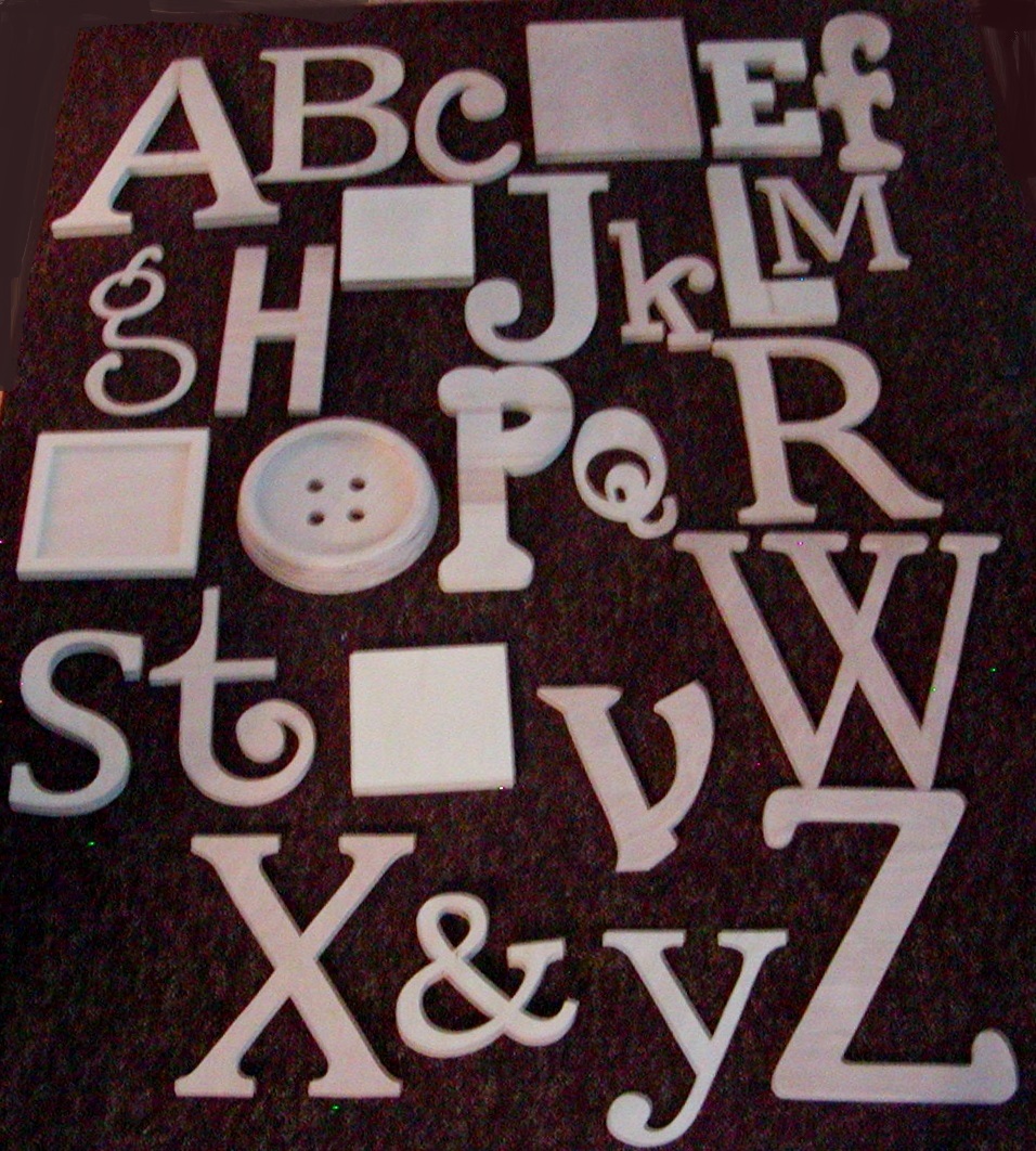 Alphabet Set -wooden Letters -alphabet Wall-abc Wall- Unpainted 12" To 6" Letters Various Thicknesses