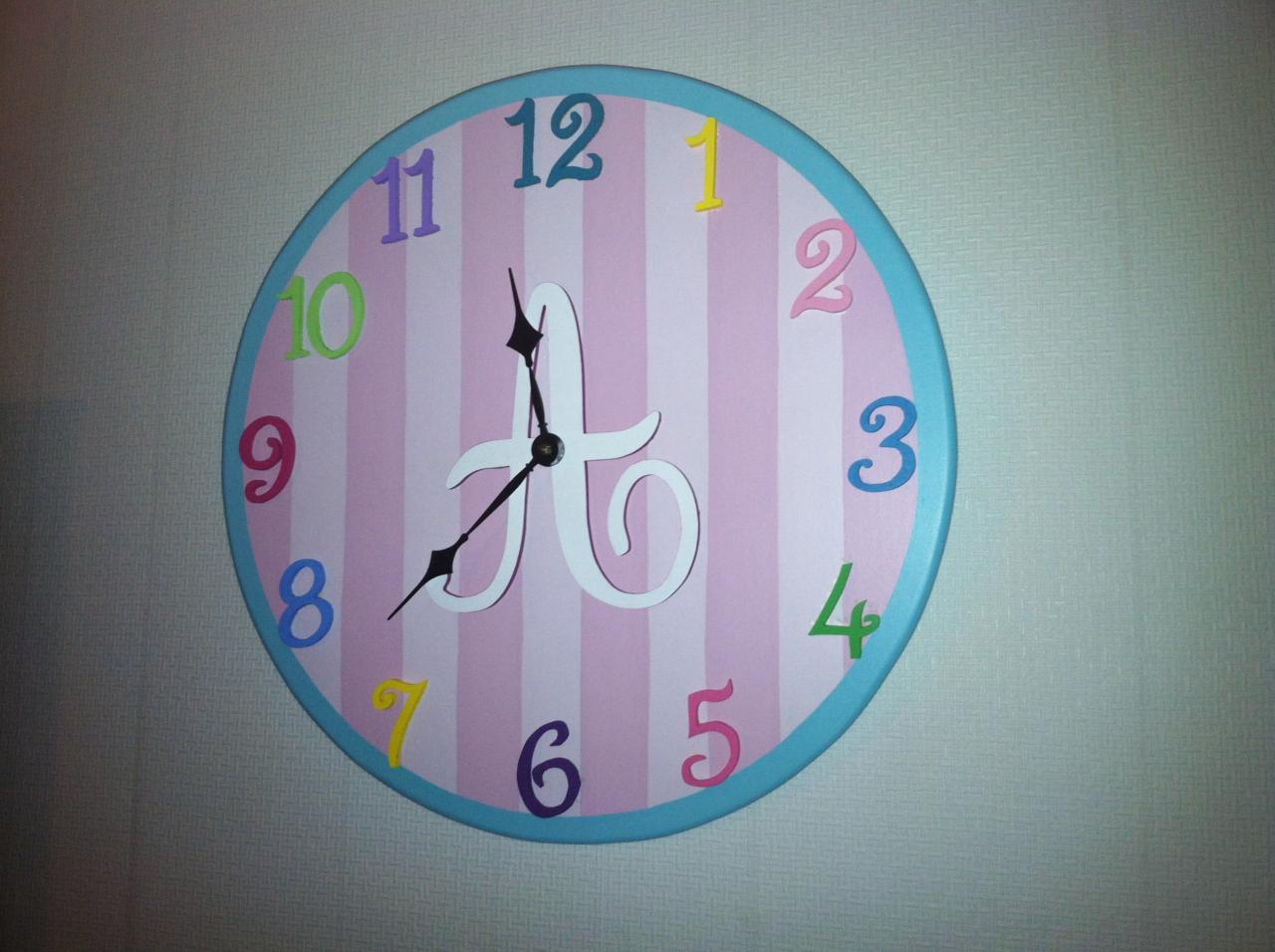 Nursery Clock, Child’s Clock- Customizable-18" Round- Customizable Colors,fonts,design