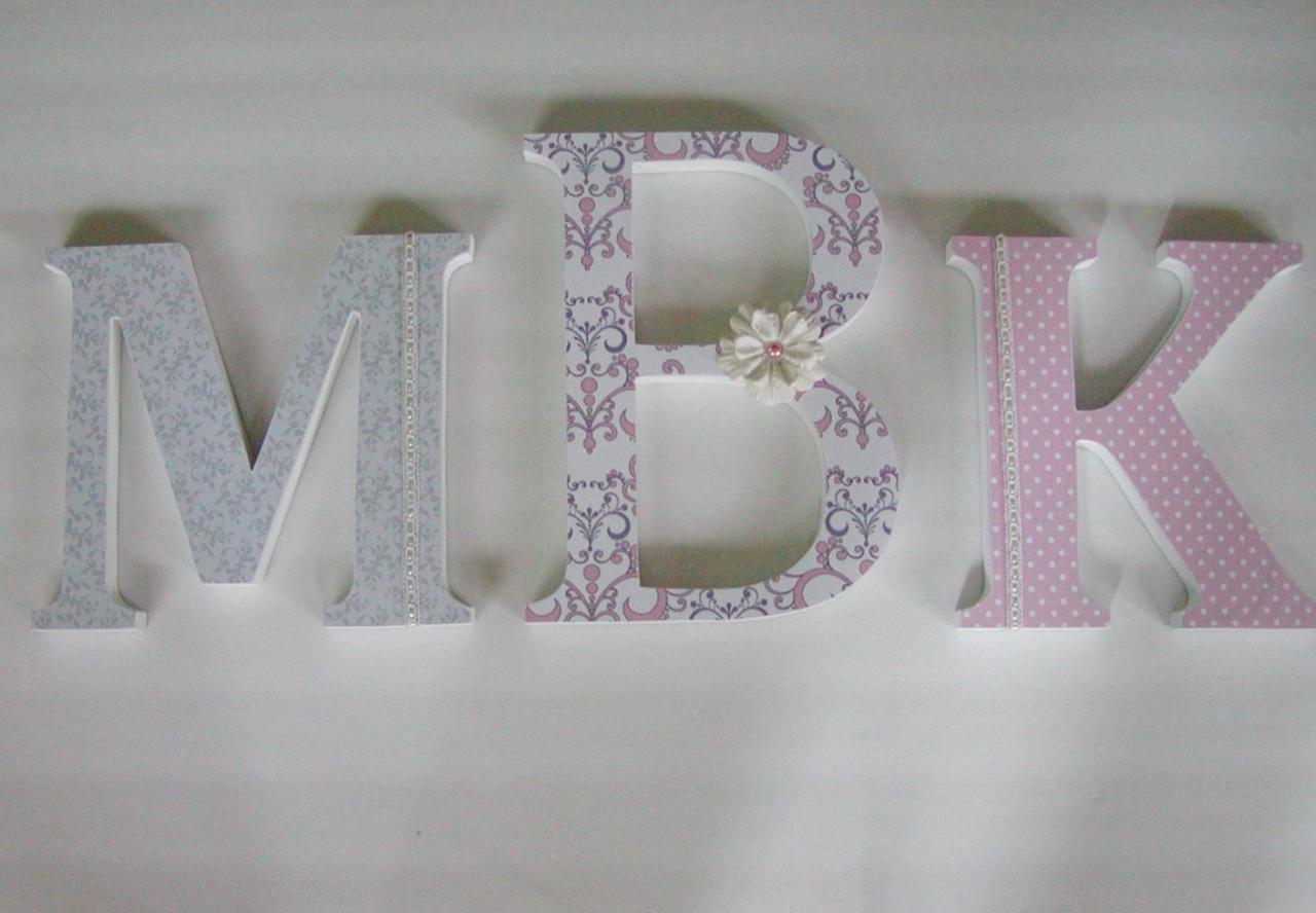 Wooden Letters, Nursery Letters-any 3 Initials-customizable To Your Decor